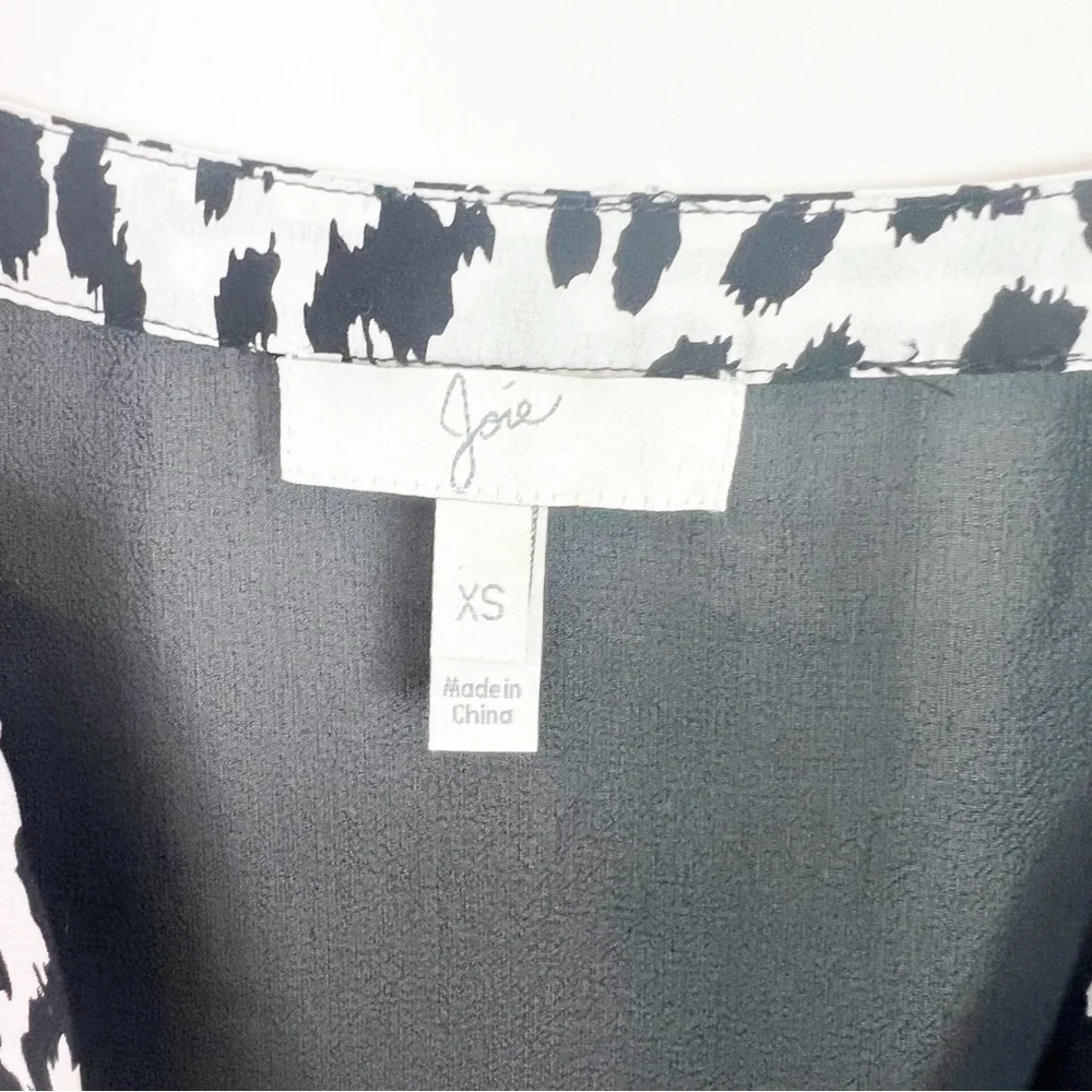 JOIE BLACK OFF-WHITE CHEETAH PRINT SLEEVELESS TANK TOP BLOUSE WOMENS SZ XS - Picture 2 of 5